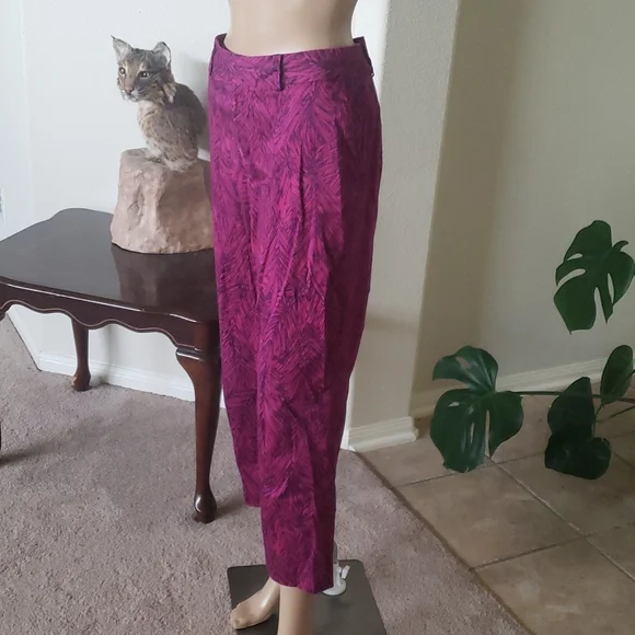 Coldwater Creek 10 tropical print pockets natural fit 98% cotton pant - Picture 4 of 6